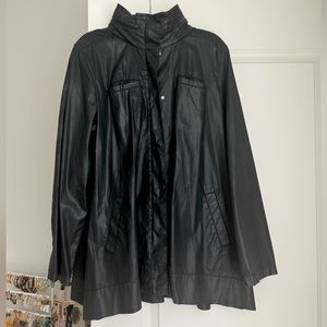 Eileen Fisher Waxed Denim Black Hooded Jacket Size Small